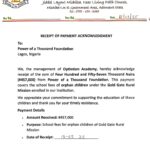 February 2025: Provision of academic scholarships to 28 orphans at Optimism Academy, michika, Adamawa State Nigeria.